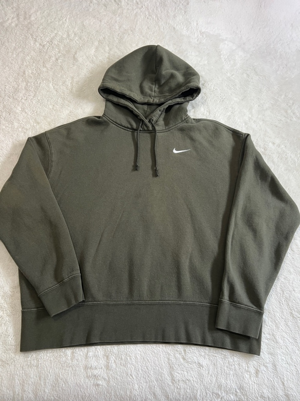 Nike Women’s Dark Olive Green Hoodie with White Swoosh
